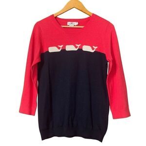 Vineyard Vines Cashmere Blend Color Block Whale Sweater Size M